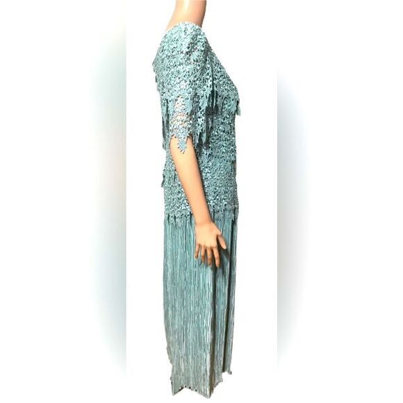 Cattiva Vintage Sage Green Lace Formal Dress Size 10 Gown Made in USA - Picture 3 of 10